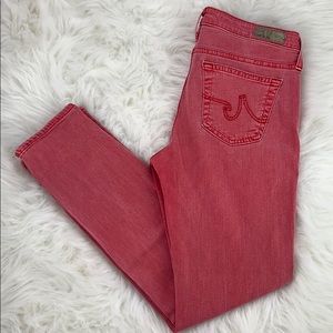 AG Adriano Goldschmied Women's Straight Leg Jeans in Red